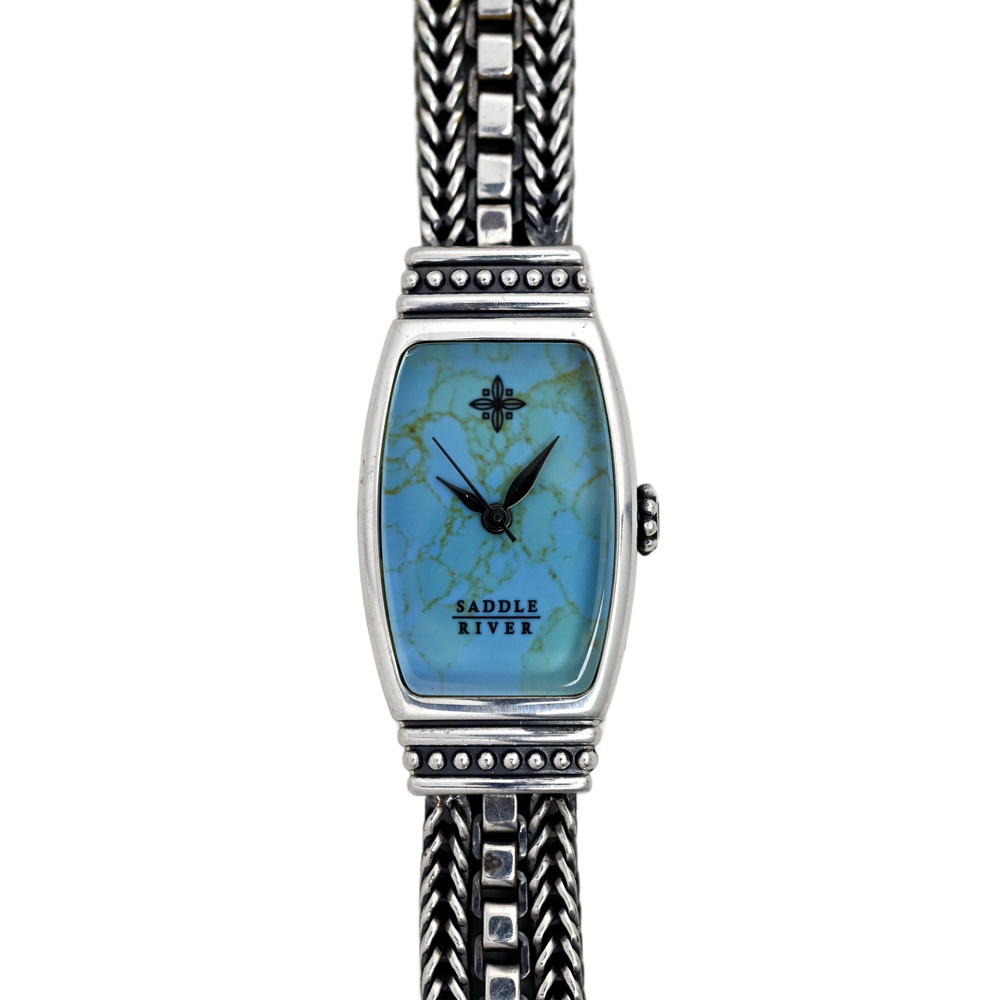 Saddle River Vintage 1990s Turqouise and Silver Ladies Wrist Watch